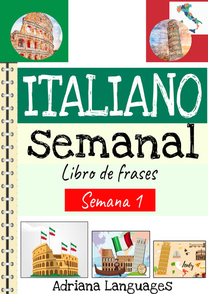 4 LIBROS DE ITALIANO + SET DE TARJETAS DE VERBOS TRILINGUE ITALIANO ESPANOL INGLES