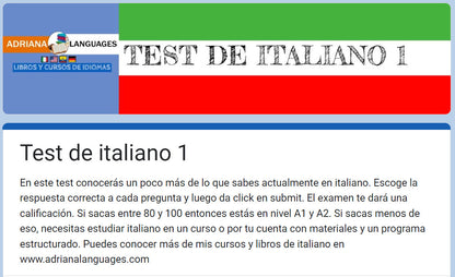 Examen de italiano básico-Mide tu nivel de italiano