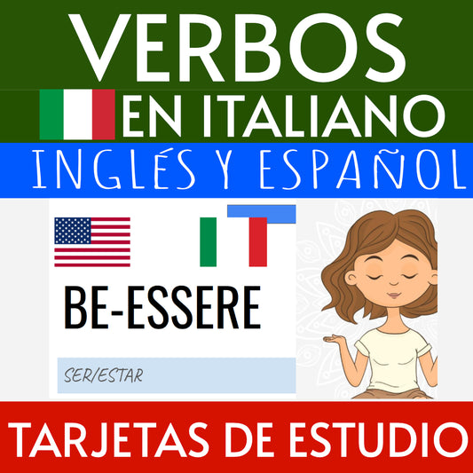 VERBOS EN ITALIANO INGLES Y ESPANOL TARJETAS DE ESTUDIO (FLASHCARDS)